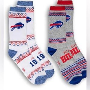 NFL Buffalo Bills Men's Socks  2 pairs Red, Blue, Gray, New,  socks size 10-13